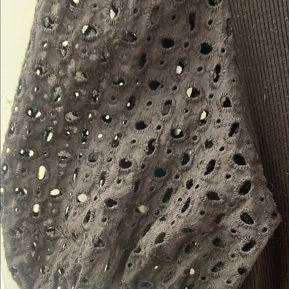 Nine West Black and Silver Puff Sleeve Embellished Blouse - Picture 2 of 3